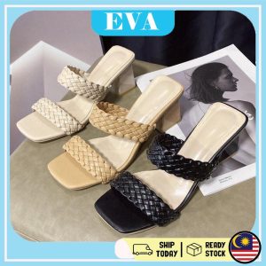 READY STOCK EVA Women's Shoes High heels Design woven straps Kasut Tinggi Perempuan Wanita