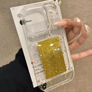 Sarung Telefon Bling Emas, Rekaan Mewah, Serasi dengan iPhone 11, 16, 15, 14, 13, 12, Pro Max, Sarung Telefon Bimbit Tuhan Kaya, Bahan TPU Jelas Lembut, Bumper Kalis Kejutan, Penutup Belakang Pelindung Lembut