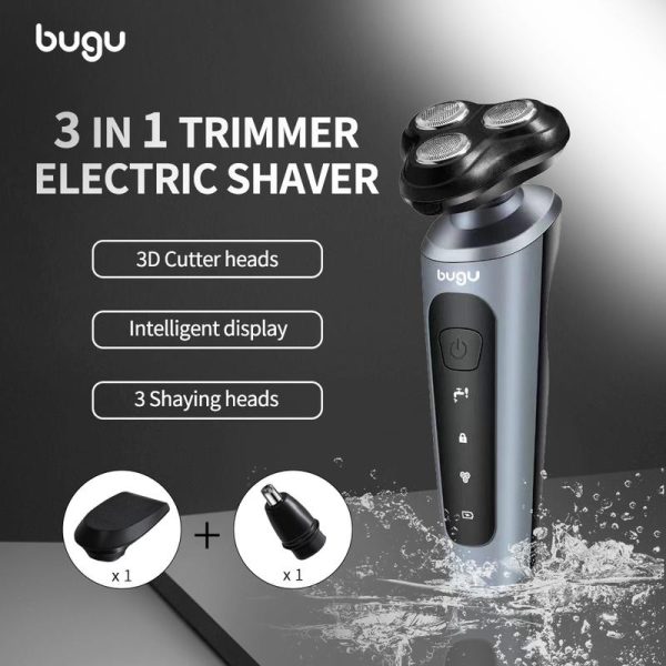 bugu 3 in 1 Electric Shaver Man 9D Trimmer Shaver Type-C Rechargeable Shaver Machine Waterproof Beard Trimmer