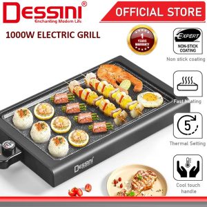DESSINI ITALY Electric BBQ Grill Steak Frying Pan Teppanyaki Barbecue Non-Stick Baking Pan with Temperature Control
