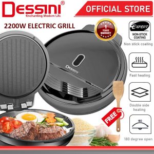 DESSINI ITALY 180° Open 40CM Double Sided Non-Stick Electric Baking Pan Pizza Crepe Pancake Maker BBQ Grill Pot Cooker