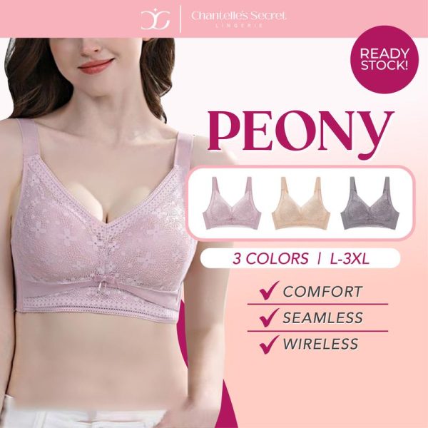 Chantelle Secret L-3XL Plus Size Floral Daily Wireless Push Up Bra Seamless Cotton Breathable & Comfortable Bra with Lace Design for Women Ultra Comfort Bra Baju Dalam Wanita Tanpa Berwayar Elastic Underwear
