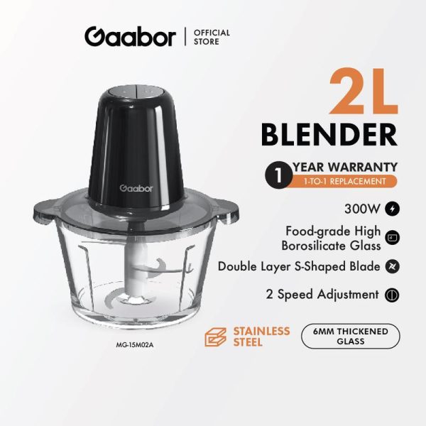 Gaabor 2L Food Processor Metalic Large Capacity 300W S-Type Double Layer Blades MG-15M01A