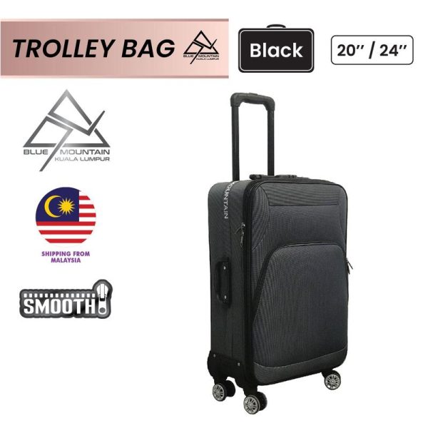 Blue Mountain 20"/24" Trunk Polyester Oxford Case Luggage Hand Bag Lock Trolley Suitcases Travel Bags