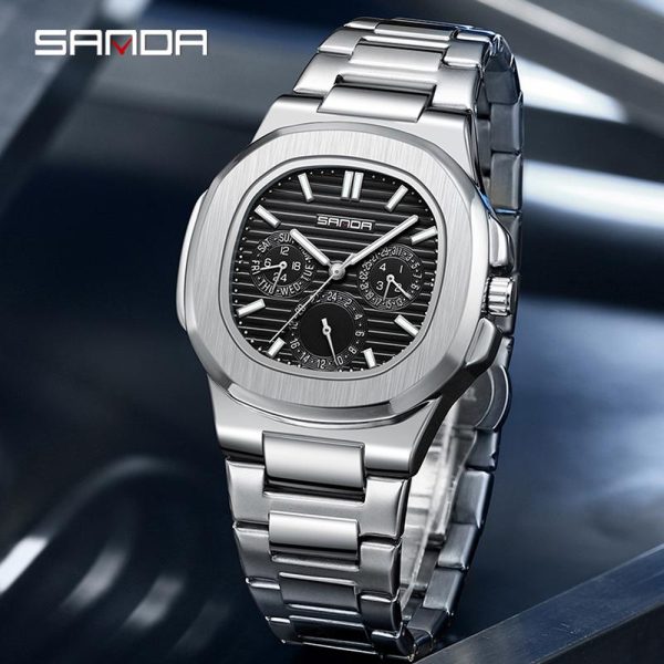 Jam Tangan Lelaki, AW24 SANDA 7053, Fesyen Peribadi Mewah Ringkas, Bahan Keluli Tahan Karat, Kalis Air, Sesuai untuk Sukan, Hentian Jatuh, Gaya Sukan, Bergaya