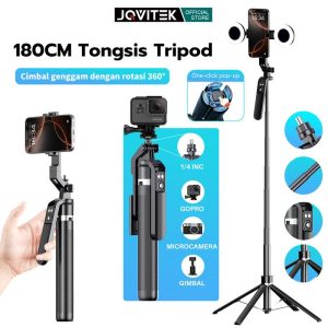 Jqvitek TR17 SELFIRE STICK TRIPOD 180cm with 1/4 Adapter 178cm Tongsis Tripod Bluetooth Selfie Stick Remote Tripod hp Camera Selfie Sticks STICKS CAMERA