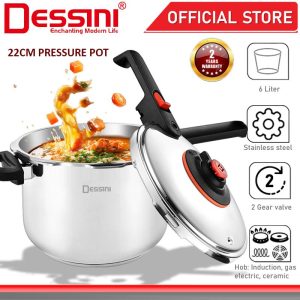 DESSINI ITALY 6L Non-stick Stainless Steel Induction Pressure Cooker Pressure Control Casserole Pot Bowl Periuk Tekanan