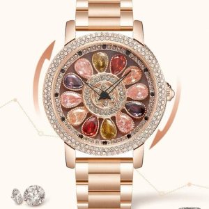 Jam Tangan Wanita, Dail Prismatik Berlian Penuh, Bernilai Tinggi, Mampu Milik, Mewah, Kalis Air, Tahun Baru 2025, Sesuai untuk Wanita