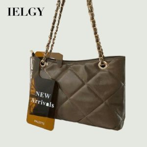Beg Selempang Berongga, IELGY, Berkapasiti Besar, Warna Pepejal, dengan Rantai Bags Wanita