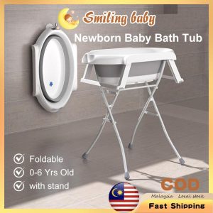 Tab Mandi Kanak-kanak Bayi, Boleh Dilipat, dengan Pendirian, Pendakap Tab Mandi Baru Lahir, Barrel Pancuran Tidak Licin Bayi, Tab Bayi Mand