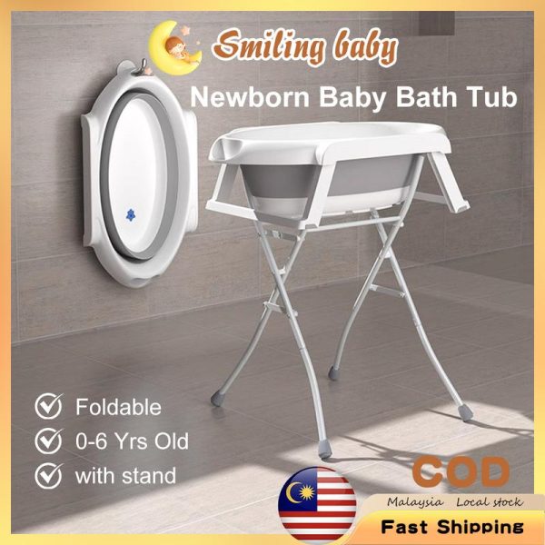 Tab Mandi Kanak-kanak Bayi, Boleh Dilipat, dengan Pendirian, Pendakap Tab Mandi Baru Lahir, Barrel Pancuran Tidak Licin Bayi, Tab Bayi Mand