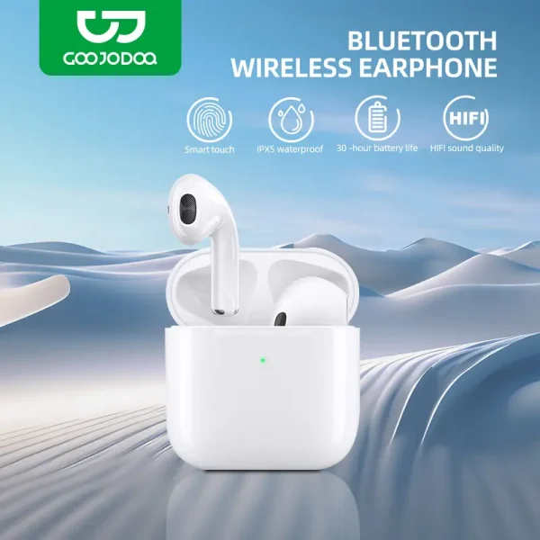 GOOJODOQ J227 TWS Wireless Earphone with Bluetooth 5.0 | Built-in Microphone | Portable Audio AirPods Earbuds | Compatible with IOS Android Windows