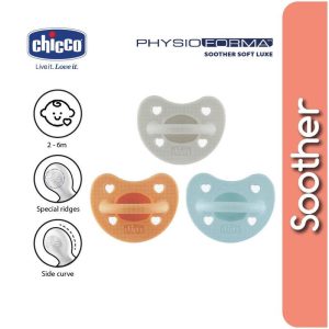 Chicco Physioforma Soother Soft Luxe Baby Pacifier Puting Bayi 1 pcs (2-6M) - Green/ Grey/Orange