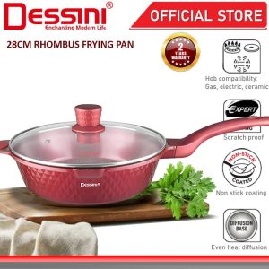 DESSINI ITALY 28CM Rhombus Frying Pan Die Cast Aluminium Non Stick Pot Bowl Wok Casserole Cookware Tool PERIUK