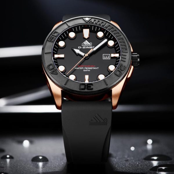 【Upgrade Version】D-Ziner Men's Rubber Quartz Watch DZ-9067