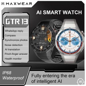 Maxwear GTR13 Ultra Smart Watch 1.51inch Bluetooth Call Reply Whatsapp GPS NFC Outdoor Compass Translation ChatGPT IP68 Sprots Health Man Smartwatch