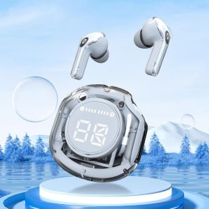 Fon Telinga Bluetooth, Fesyen Lutsinar, Pembatalan Bunyi, Bluetooth 5.3, Alat Dengar Bluetooth Tanpa Wayar, Serasi dengan Semua Telefon Bimbit
