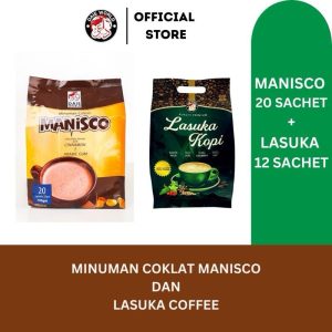 Kopi Organik Lasuka 1 Pek + Manisco 20 Sachet 1 Pek - Berkualiti Tinggi Tanpa Gula dan Lemak - Coffee dan coklat