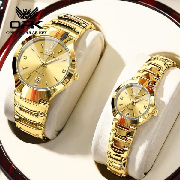 OPK GL81-05 Jam Couple Set Murah Original Untuk Wanita dan Lelaki Asli Kalis Air Gaya Fesyen Baharu Gaya Mudah dengan Kotak Hadiah Mewah Rotundity Bahan logam dalam stok Warna berbilang Ada kotak Ada alat Parti pemberian hadiah Watches