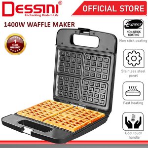 DESSINI ITALY Double Sided Electric Waffle Maker Pizza Panini Cake Donut Sandwich Toaster BBQ Grill Non-Stick Baking Pan