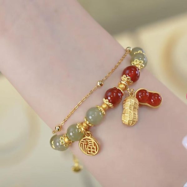 [18K] Gelang Penggantian Jed Hetian Musim panas "Good thing Happenut" Gelang Cantik Hypoallergenic untuk Wanita Barang kemas yang bergaya dan serba boleh