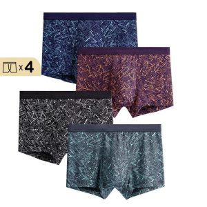 Seluar Boxer Lelaki, Bercetak Garis Geometrik, Seluar Dalam Lelaki, Seluar Boxer Lelaki