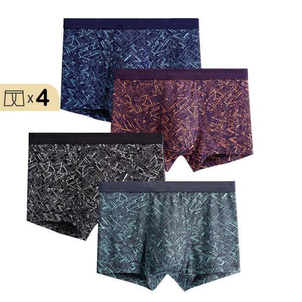 Seluar Boxer Lelaki, Bercetak Garis Geometrik, Seluar Dalam Lelaki, Seluar Boxer Lelaki