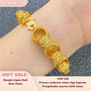 Rantai Tangan Besar Kendi Kerawang COP916 - Panjang: 21+2CM Lebar: 1.5CM Berat: 50G - Saiz Boleh DIY - Gaya Hari Raya - Aksesori bersalut emas - Tahan Lama - Hipoalergenik - XYCANTIK Bracelets Gelang
