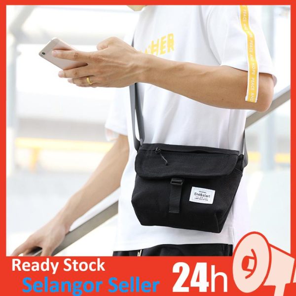【Ready Stock】AMG Bag Silang Leisure Beg Lelaki Sling Bag Waterproof Casual Fashion Men Beg ootd Lelaki Korean Shoulder Black Canvas