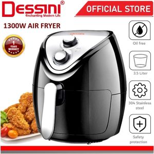 DESSINI ITALY Electric Air Fryer Timer Oven Cooker Non-Stick Fry Roast Grill Bake Machine (3.5L)