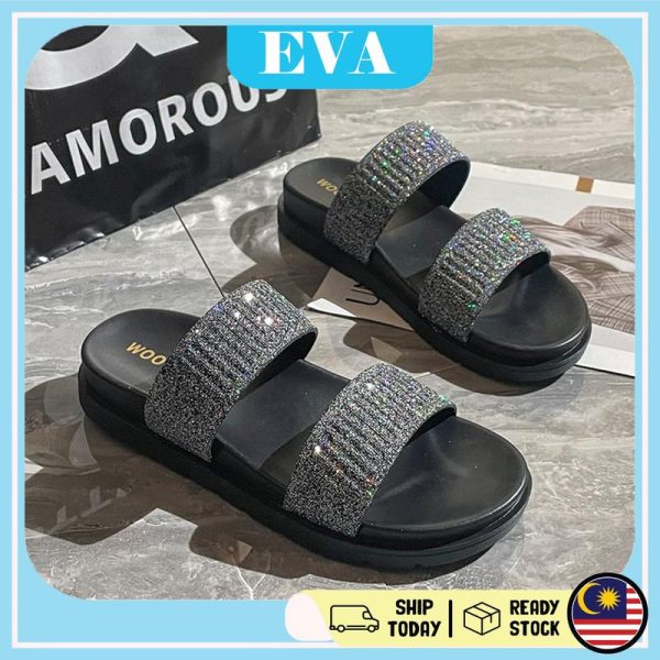 READY STOCK EVA Women's Bling Design Shoes Sandals Kasut Slippers Perempuan Wanita