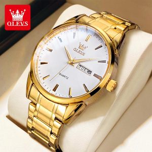 【Garanti 1 tahun】OLEVS Jam Analog Tangan Lelaki Original Waterproof Stainless Steel Watch Men Luminous Fashion 2024 Watches for Men G6898 Rotundity Bahan logam dalam stok Banyak warna Pejabat parti pemberian hadiah Garanti 1 tahun