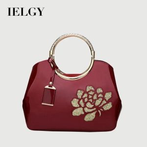 Beg Tangan Kulit Paten, IELGY, Untuk Wanita, Cangkang Berkilat, Satu Bahu dan Beg Pepenjuru, Fesyen Baru Bags