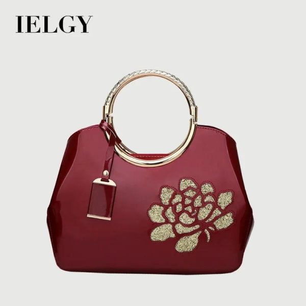 Beg Tangan Kulit Paten, IELGY, Untuk Wanita, Cangkang Berkilat, Satu Bahu dan Beg Pepenjuru, Fesyen Baru Bags