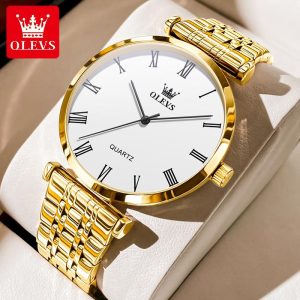 OLEVS Jam Tangan Lelaki Original Asli Kalis Air untuk Keluli Tahan Karat Kalendar Berkilau Dengan Kotak Pergelangan Kuarza Gaya Baharu Watches for Man G5592