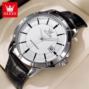 OLEVS Jam Analog Tangan Lelaki Budak Original Men's Business Style Data Quartz Leather Man Watches with Luxury Box TY716 Rotundity Material logam+kulit dalam stok Warna berbilang Pejabat parti pemberian hadiah Garanti 1 tahun