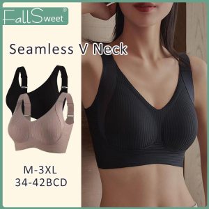Bra Lateks, Lancar, Nipis, Peminimum, Untuk Wanita, Bersaiz Besar, Berpad, Selesa, Seluar Dalam, Penutup Penuh, Dua Lapisan, Tekan Tubi, M-3XL