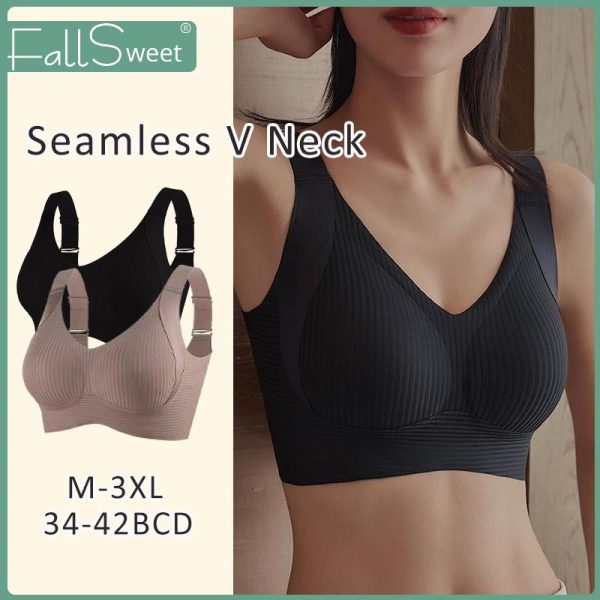 Bra Lateks, Lancar, Nipis, Peminimum, Untuk Wanita, Bersaiz Besar, Berpad, Selesa, Seluar Dalam, Penutup Penuh, Dua Lapisan, Tekan Tubi, M-3XL