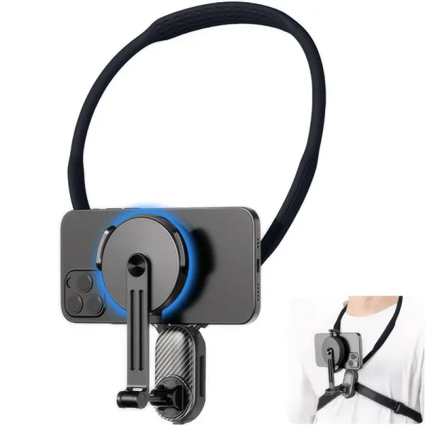 Free ShippingPelekap Leher Magnetik, untuk Telefon Holder , Pemegang Telefon POV / Vlog, meg angle Pendirian Leher, Tali Berdiri Dada, pe Sesuai untuk Rakaman Video, her Serasi dengan iPhone 15 14 13 12 Siri dan Telefon Android, Penghantaran Percuma. ZJ