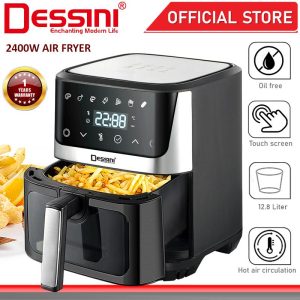 DESSINI ITALY 12.8L Electric Air Fryer Convection Oven Toaster Timer Oil Free Roaster Breakfast Machine Ketuhar