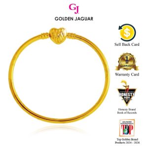 Emas Jaguar (8.95 g) GJ Bangle PDR Gelang Tangan Love Kikir 24K Gold Plated Jewellery (56156424+2charm)