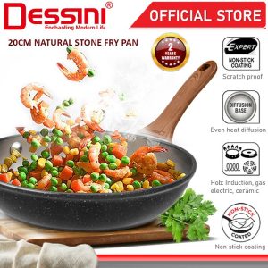 DESSINI ITALY Natural Stone 20CM Frying Pan Die Cast Aluminium Induction Non Stick Pot Bowl Pan Cookware Tool PERIUK