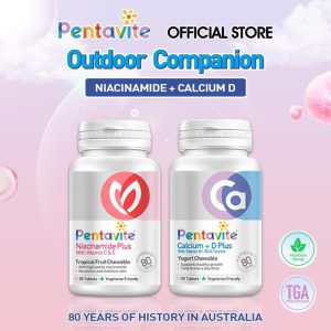 [Outdoor Companion] Pentavite Vitamin 2 bottles Set (Niacinamide + Calcium D) Chewable 60 tablets