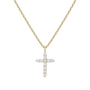 [14K+925 Perak]Kalung Peluh Musim Panas & Kekotoran Loket salib bertatahkan berlian Uniseks Hypoallergenic Kalung Cantik untuk Wanita Barang kemas yang bergaya dan serba boleh