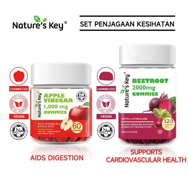 [Promote] Nature's Key Gummies Combo, gummy cuka epal (ACV) dipadankan dengan pelbagai vitamin dan ekstrak herba, 14 kombinasi pilihan yang sesuai untuk orang dewasa