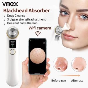 VMEX Brand[100% original authentic], HD visual electric blackhead remover, WiFi camera intuitive skin, LED display, USB charging, with 3 levels of suction 4 care heads, facial skin cleaner acne vacuum suction pore cleaning machine acne electric remover