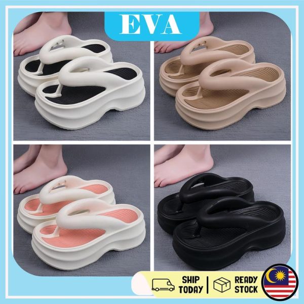READY STOCK EVA 7cm Thick Sandals Women Kasut Tinggi Wanita Perempuan Fashion Soft Casual