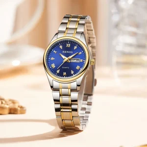 Jam Tangan Kuarza, RENOS Klasik 7235-1, Fesyen Baru, Reka Bentuk Mudah, Kualiti Tinggi, Gaya Atmosfera, Personaliti, Untuk Wanita, Tulen, Kasual, Glamor, Elegan, Kalis Air