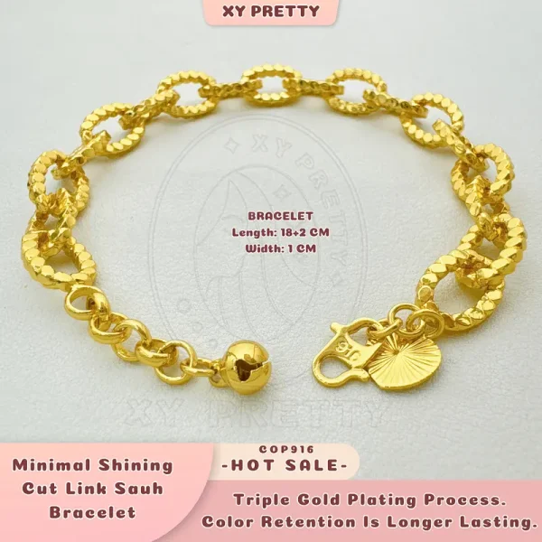 Rantai Tangan Sauh Minimal Shining COP916 - Lebar 1CM - Rantai Tangan length 18+2CM - Gaya harian - Aksesori Bersalut Emas - Tahan lasak - Hypoallergenic - XYPRETTY