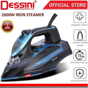 DESSINI ITALY 2600W Electric Ceramic Soleplate Garment Steam Iron Sprayer Steamer Clothes Brush / Seterika Baju